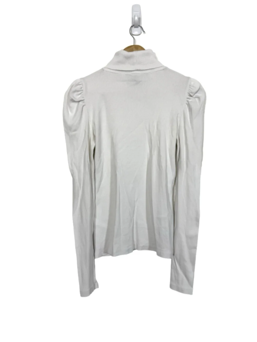 VERONICA BEARD Cedar Turtleneck Top Sz Small White Luxury Puff Sleeve Pima $198